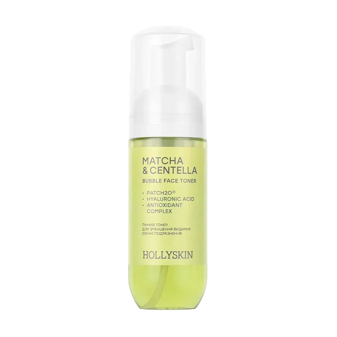 Пінний тонер для обличчя Hollyskin Bubble Face Toner Matcha &amp; Centella для зменшення видимих ознак подразнення, 150 мл